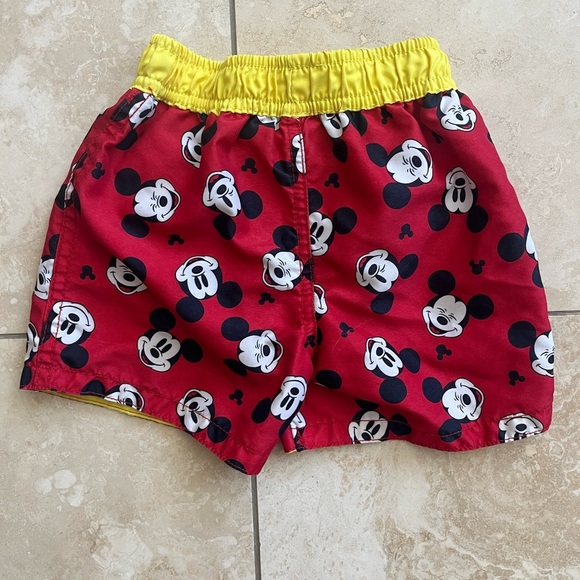 Disney Baby Red and Yellow Mickey Mouse Swim Shorts - Picture 2 of 3